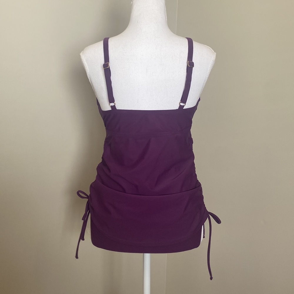 Purple Two-Piece Tankini with Adjustable Straps and Adjustable Ruching - Picture 5 of 12